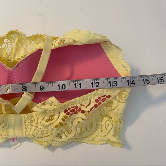 PINK Victorias Secret sexy Lace High Neck yellow padded push up bralette bra M - Picture 13 of 13